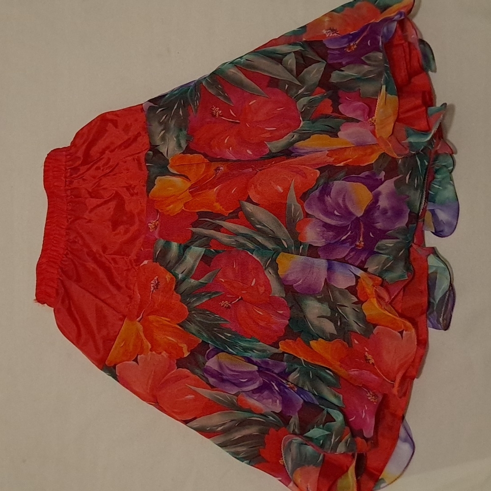 80's 90's Tropical Hibiscus Floral Vintage Skirt Suit Set Cosplay Cruise - Picture 6 of 11